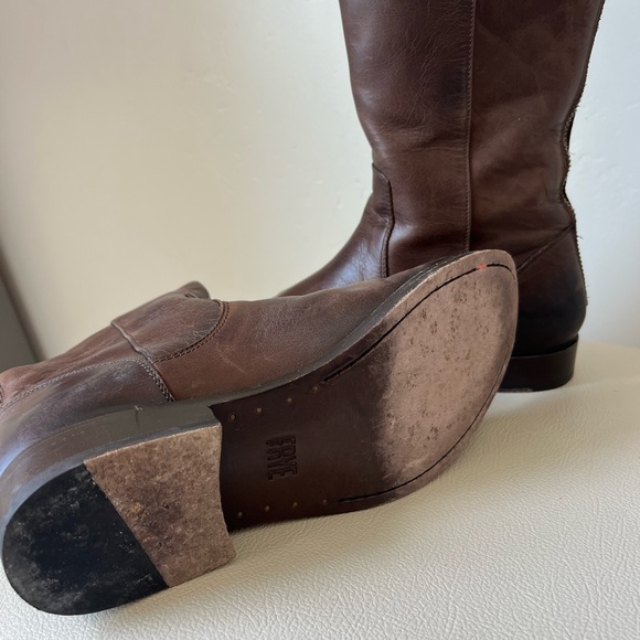 Frye Melissa Brown Leather  black Zip Ridding boots size 7 - Picture 10 of 15